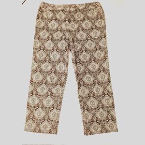 Ann Taylor Signature Capri Pants Paisley Brown Blue Cream Stretch Women's Siz 10